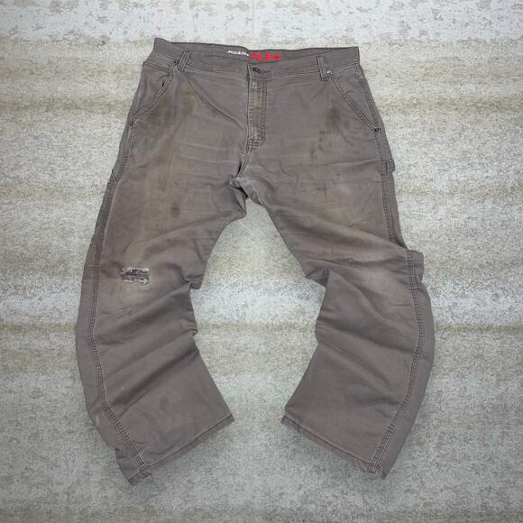 Vintage Y2K Dickies Carpenter Pants 36x30 Baggy Wide Chocolate Canvas Dungarees - Picture 2 of 7
